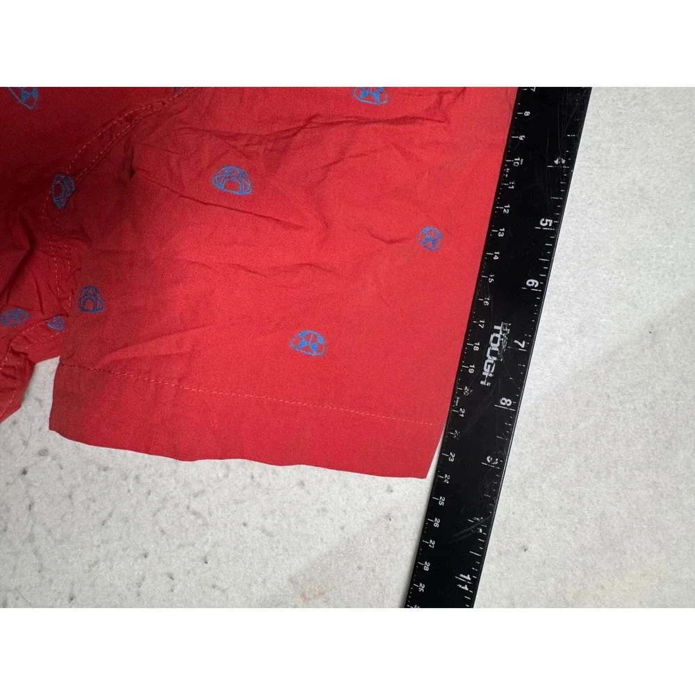 The North Face Mens XXL Red Blue Dome Logo Print Short Sleeve Button Down Shirt